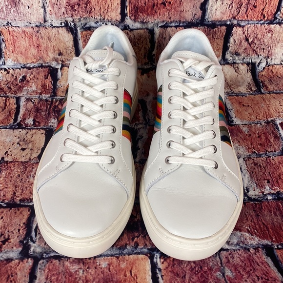 ⭐️ Paul Smith Women's White Lapin Grosgrain-trimmed Leather Sneakers - Picture 2 of 6